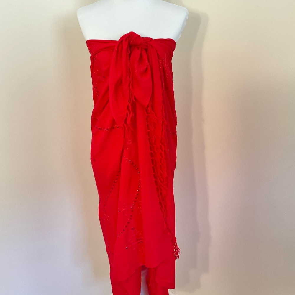 Ucho Bali Red Women Swim Sarong